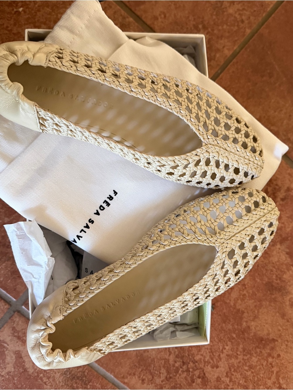 Freda Salvador Woven Ballet Flats in Natural Beige